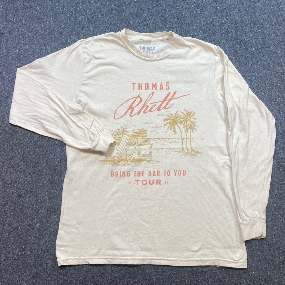 Thomas Rhett Bring The Bar To You Tour TShirt Sz M Mens Cream Beach Surf Concert